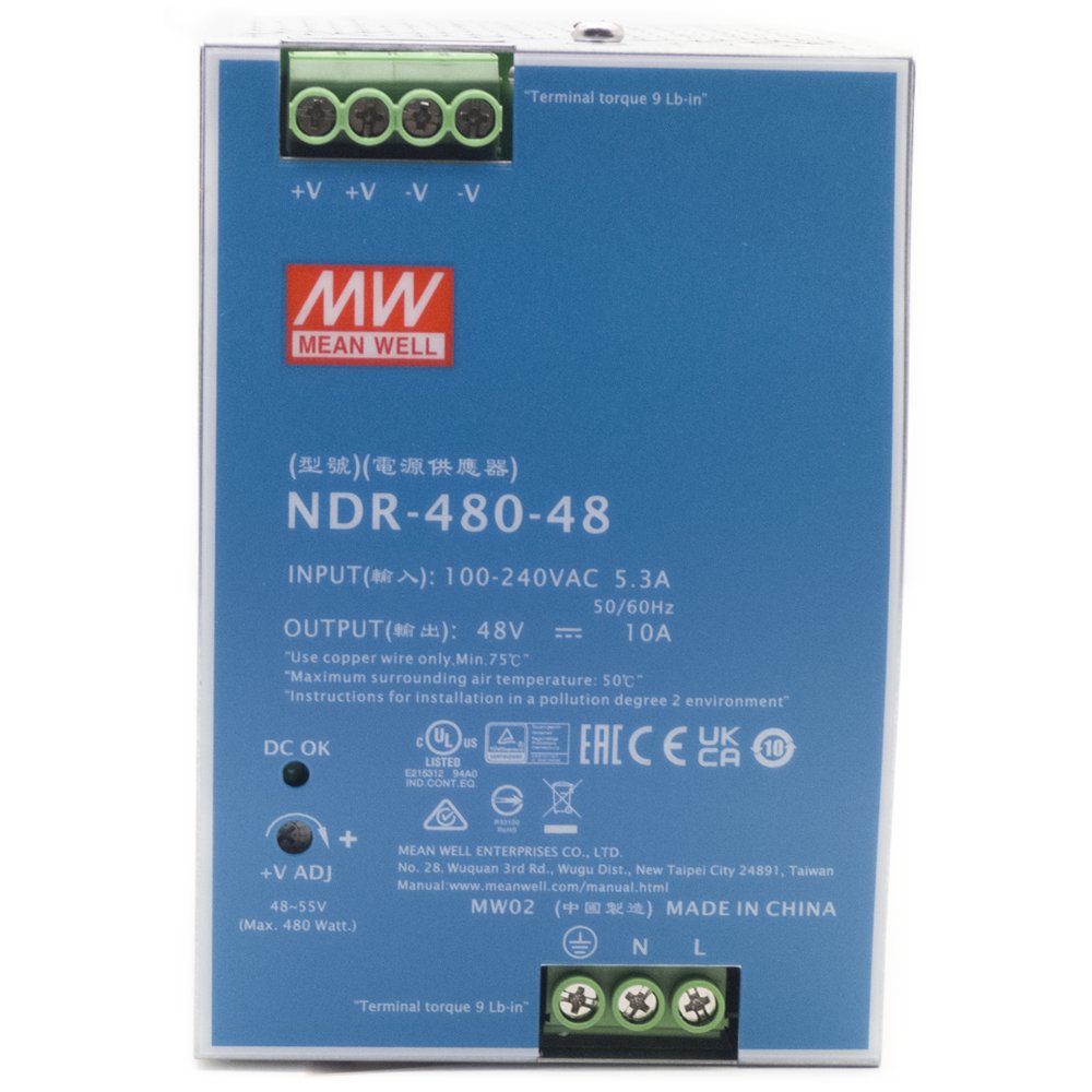 Hikvision NDR-480-48 — Industrielles DIN-Rail Netzteil 48V DC 10A 480W