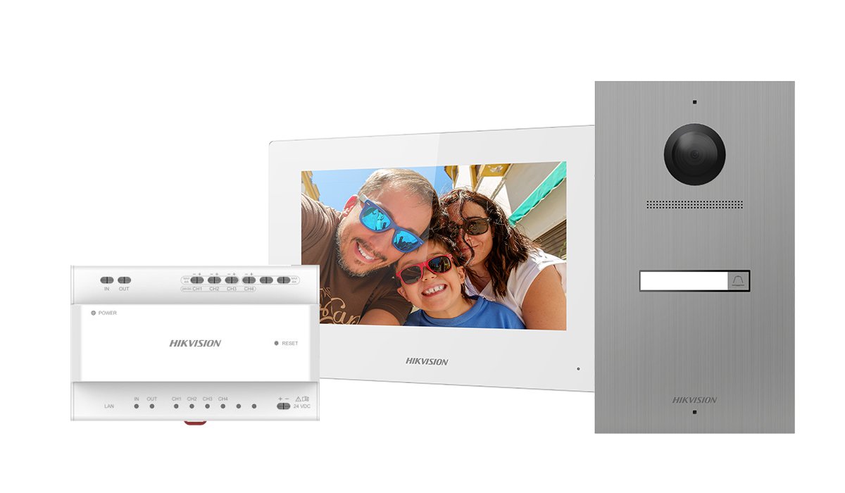 Hikvision DS-KIS702Y(O-STD)/DS-KIS7021Y-S — 2-Draht Video-Türsprechanlage Villa-Set mit 7" Monitor