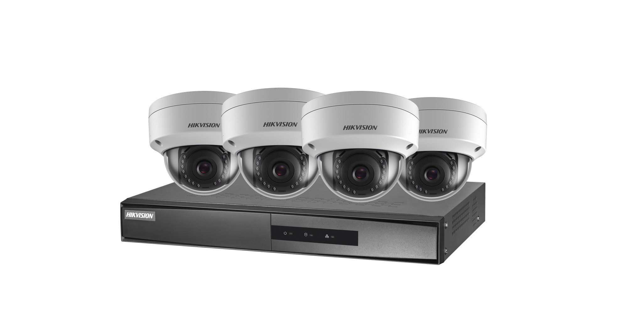 Hikvision DS-J142I(STD)/NK42E1H(C) — 4-Kanal PoE-Komplettset mit 4x 2-MP-Dome-Kameras
