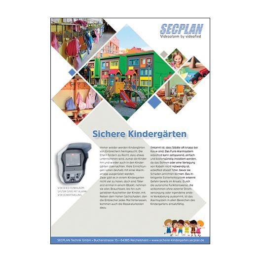 Flyer Sichere Kindergärten, videofied