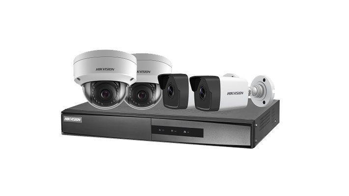 DS-J142I(STD)/NK42E3H(C) — Hikvision 4-Kanal Full-HD PoE-Überwachungsset mit 2x Bullet + 2x Dome Kameras