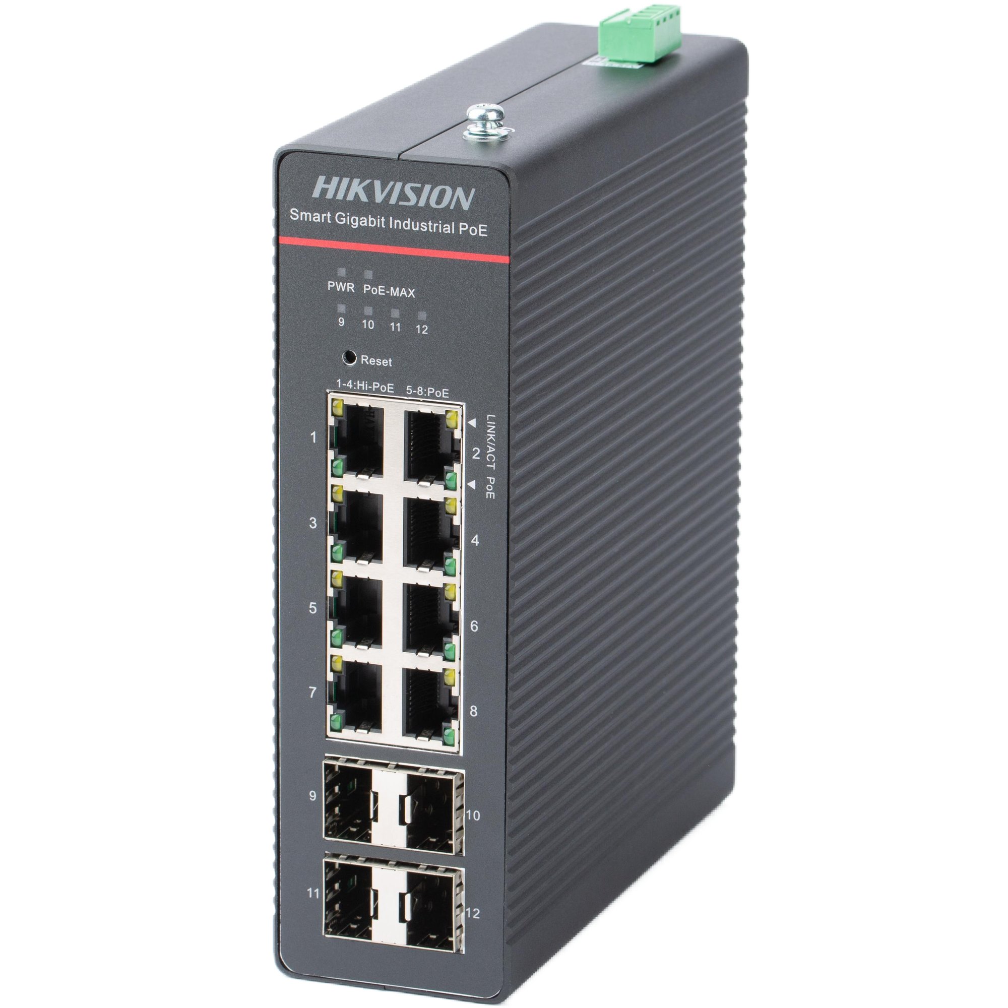 DS-3T1512HP-SI-8P4F(O-STD)KIT(240W) — 8-Port Gigabit Smart Managed Industrial PoE Switch