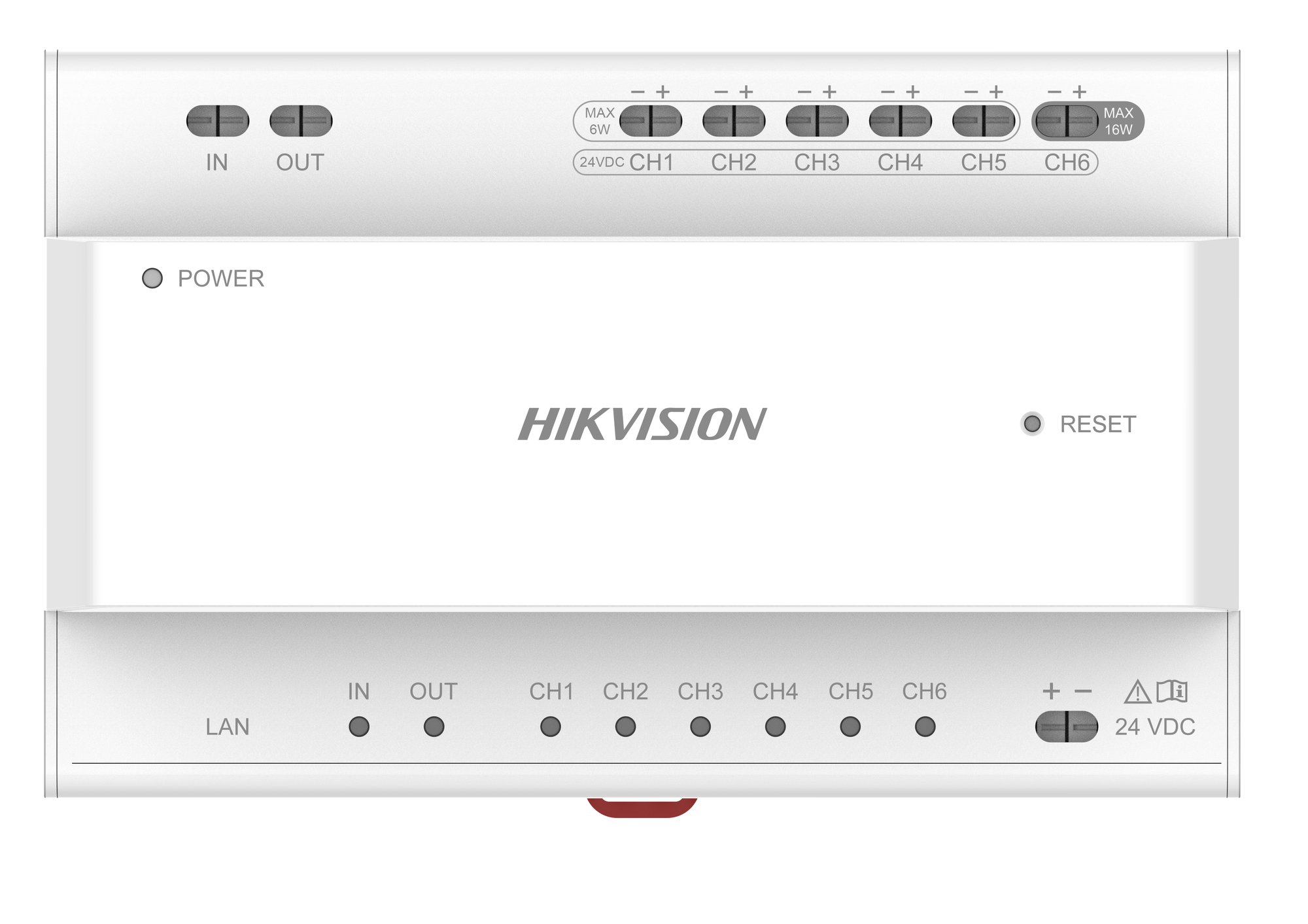 Hikvision DS-KAD706Y(O-STD) — 2-Draht-IP-Verteiler mit 6 Ports